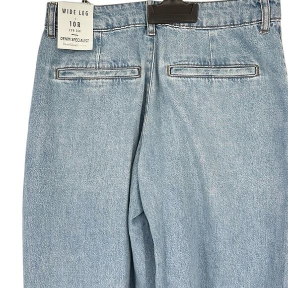 River Island Jeans Blue Tailored Wide Leg Pleated Denim - Picture 9 of 12